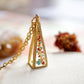 Real Pressed Flowers in Resin, Gold 3D Triangle Necklace in Teal Orange Red