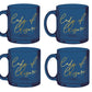 Lady of Leisure Single-Wall Glass Mug in Dark Blue Tinted Glass and Gold | 10 oz. | Set of 4